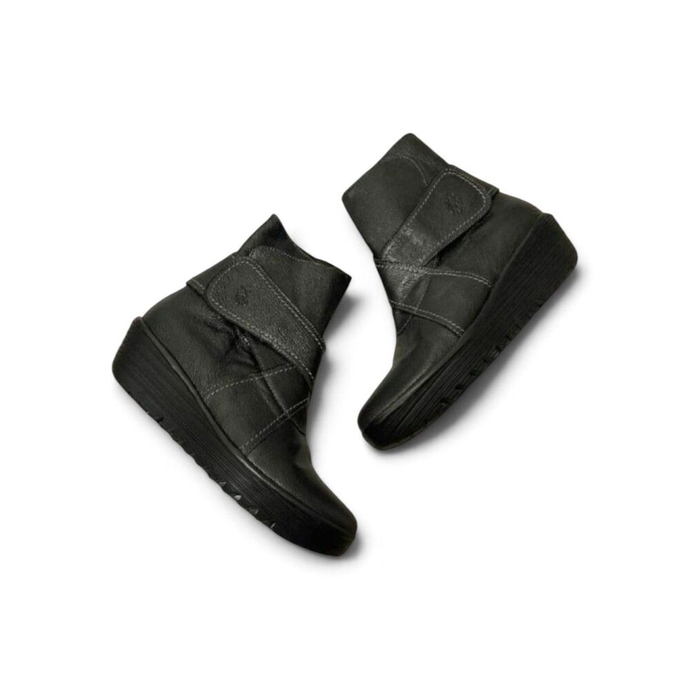 Fly London "Rada" Metallic Charcoal Boots, Size US 9-9.5/EU 40